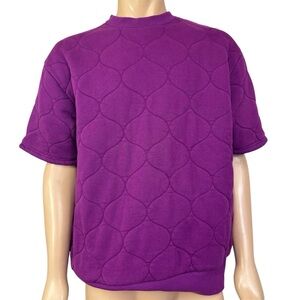 NEW AlphaStyle Purple Short Sleeve Propus Oversized Quilted T-Shirt Sweatshirt L